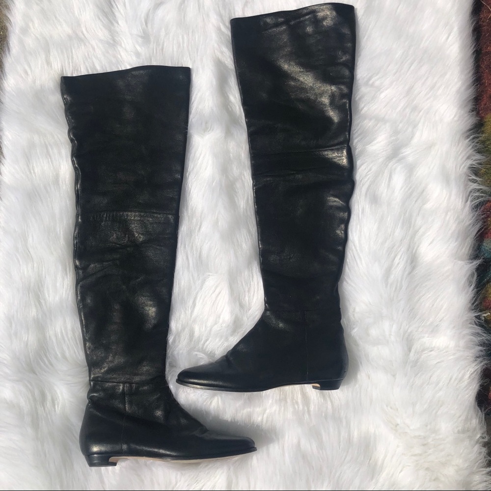 Jimmy Choo black leather over the knee boots